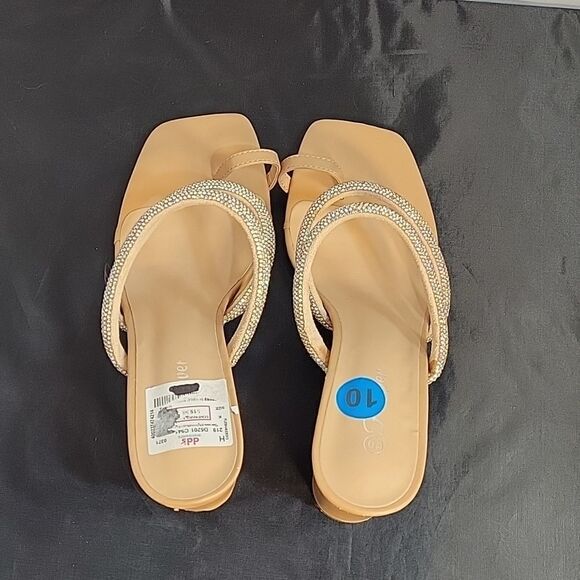 BRAND NEW FOREVER SLIPPERS   PEEP TOE DOUBLE STRAP GLITTER EMBROIDERY SA… - Picture 7 of 16